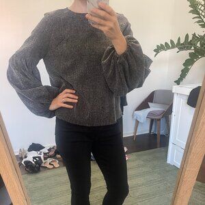 Gray Long Puffy Sleeve Shirt